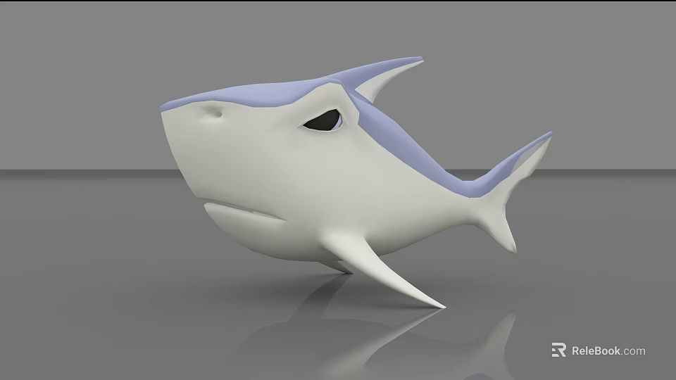 Smart Machine Shark With 3D Model White Blue Sleek Surface Reflective Finish 3d model 