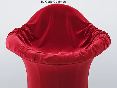 Stylish Red Leisure Chair With Pleated Fabric Design And Comfortable Seating 3d model