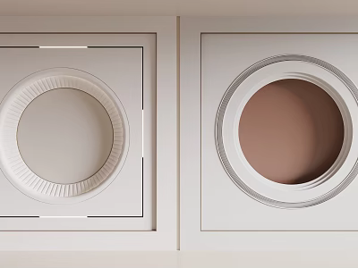 Minimalist Modern Wall Decor With Circular Elements In Square Frames 3d model