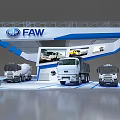 FAW Commercial Vehicle Exhibition Booth With Modern Design And Multiple Truck Displays