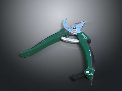Green Garden Pruning Shears With Sharp Metal Blades And Ergonomic Handles 3d model