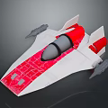 Futuristic Spacecraft Model With Red And White Body Gray Engines And Wings