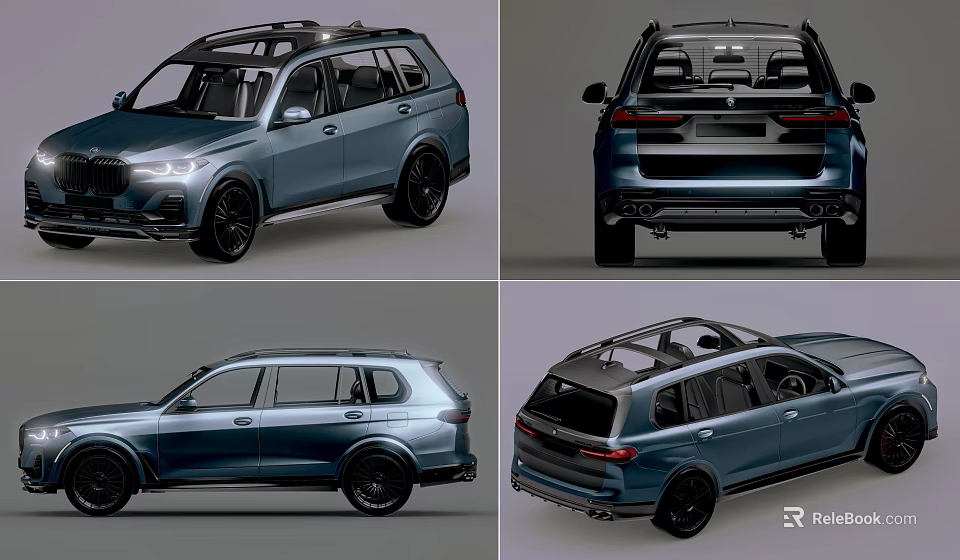 Modern Blue SUV With Roof Rack Black Wheels And Sleek Exterior Design 3d model 