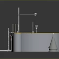 Industrial Equipment Featuring Circular Tank Mixing Components Support Frame Pipes And Conical Parts