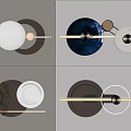 Modern Minimalist Wall Decorative Pieces with Blue Textured Plates and Metallic Ring Accents