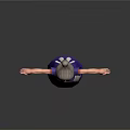 Friendly Cartoon Elderly Woman In Purple Top White Apron Arms Outstretched