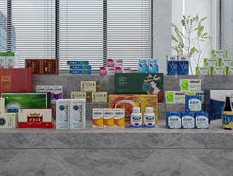 Modern pharmacy drug display combination medicine box eye medicine display health care product packaging 3d model