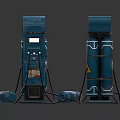 Blue Industrial Air Compressors With Cylindrical Storage Tanks And Connected Pipes
