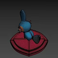 Blue Cartoon Character With Long Ears And Yellow Spines On Red Platform Base