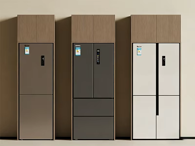 Modern Fridge Freezers in Brown Dark Gray and White for Home Kitchen 3d model