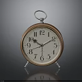 Vintage Alarm Clock With Copper Frame White Dial And Metal Stand On Dark Surface