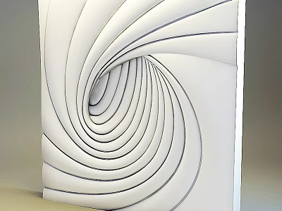 Modern White Spiral Carved Sculpture With Abstract Geometric Curved Lines Design 3d model