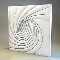 Modern White Spiral Carved Sculpture With Abstract Geometric Curved Lines Design