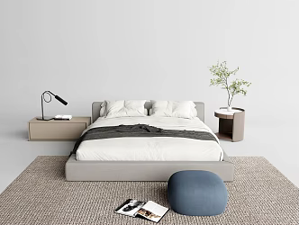 Modern Double Bedside Cabinet Combination 3d model