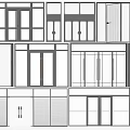 Various Styles of Modern Doors and Windows with Glass Panels and Metal Frames