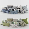 Decorative Throw Pillows With Striped Geometric And Floral Patterns In Various Colors