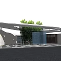 Contemporary Entrance Gate Design Featuring Vertical Greenery And Canopy Structure 3d model