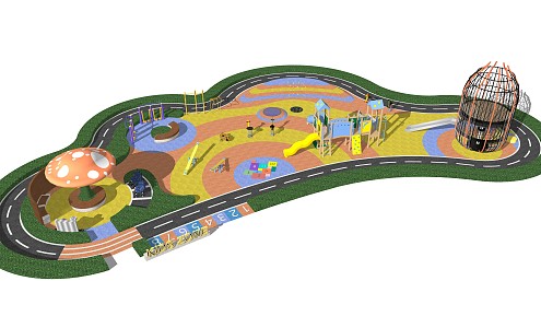 Modern children's play area 3d model