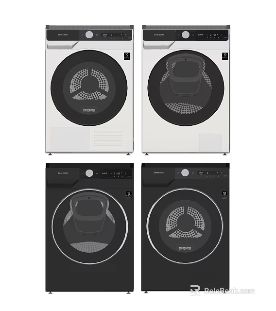 Modern Front Load Washing Machines White and Black with Sleek Modern Design 3d model 