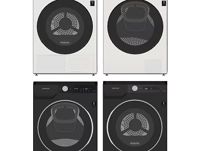 Modern Front Load Washing Machines White and Black with Sleek Modern Design 3d model
