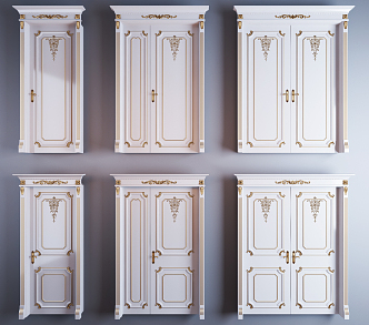 European style single-door double-door combination 3d model