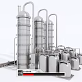 Industrial Equipment Featuring Stainless Steel Towers Storage Tanks And Piping System