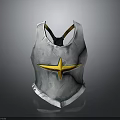 Silver Metallic Armor Vest With Golden Star Emblem And Medieval Design Details