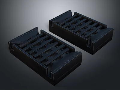 Modern Black Rectangular Light Fixture Set With Grille Design For Ceiling Installation 3d model