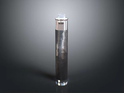 Cylindrical Transparent Bottle With Silver Cap And Dark Liquid Content On Gray Background 3d model