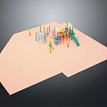 Colorful Children's Playground Structure With Sandy Ground Climbing Frames And Slide