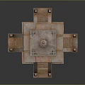 Traditional Multi tiered Pagoda Architecture Featuring Stone Base Staircase And Carved Railings