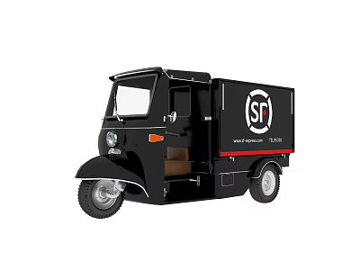 SF Express Black Cargo Tricycle Delivery Vehicle With Company Logo And Design 3d model