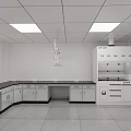 Modern Laboratory Interior With Spacious Benches Cabinets Windows And Ceiling Lighting 3d model