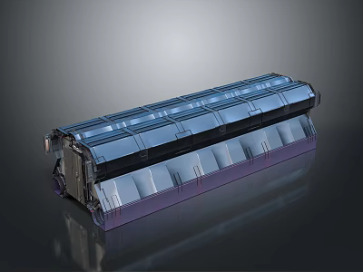 Modern Industrial Mechanical Component With Metallic Glossy Panels And Structural Sections 3d model