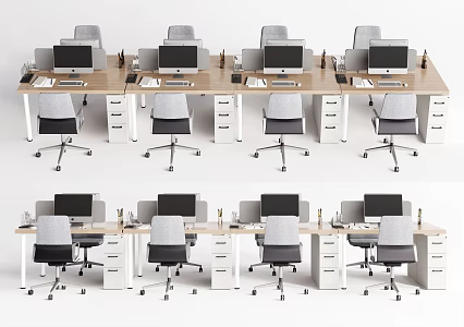 Modern Office Desk and Chair Row Office Desk and Chair Office Supplies 3d model