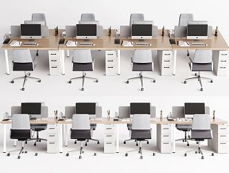 Modern Office Desk and Chair Row Office Desk and Chair Office Supplies 3d model