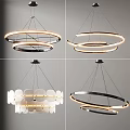 Modern Chandeliers With Circular Rings And Frosted Glass Shades For Interior Lighting
