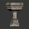 Antique Stone Carved Basin With Decorative Pedestal And Intricate Carving Details