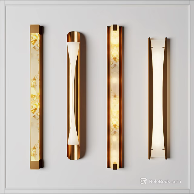 Elegant Modern Wall Lamps With Metal Frames And Patterned Glass For Interior Decor 3d model 