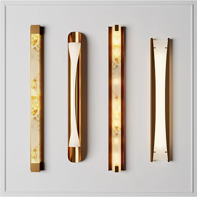 Elegant Modern Wall Lamps With Metal Frames And Patterned Glass For Interior Decor 3d model