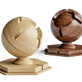 Wooden Wall Paneling With Spherical Design And Light Dark Wood Decorative Bases