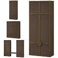 Modern Wooden Storage Cabinet With Mesh Panel Doors And Round Decorative Knobs 3d model