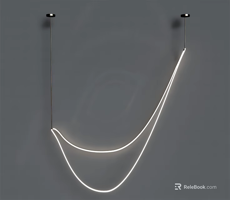 Modern Curved LED Chandelier With Sleek Design For Home Interior Decor 3d model 