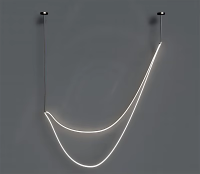 Modern Curved LED Chandelier With Sleek Design For Home Interior Decor 3d model