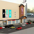 Shower Sauna Facility In Modern Shopping Mall With City View And Pedestrians