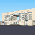 Modern Office Building Exterior With Large Glass Windows And Stone Facade Design