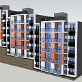 Modern Multi Story Apartment Building Exterior With Glass Windows And Slope Ground Design
