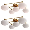 Modern Golden Chandelier with White Spherical Globes for Home Lighting Decor