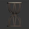 Modern Round Stool With Marble Top And Double Layer Openwork Frame Design 3d model