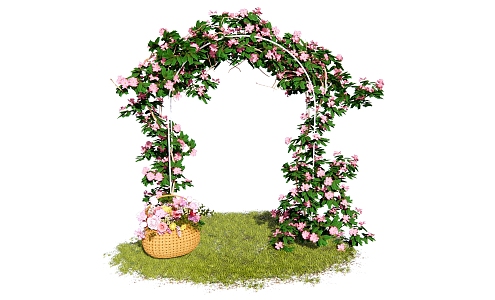 Modern Arch Flower Rack Green Plant Shrub Flower Floral Rosa Flower Basket Flower Arch Wedding Flower Rack 3d model